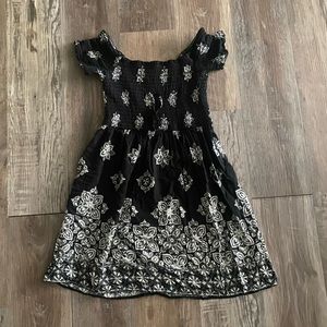 Black and white strapless dress